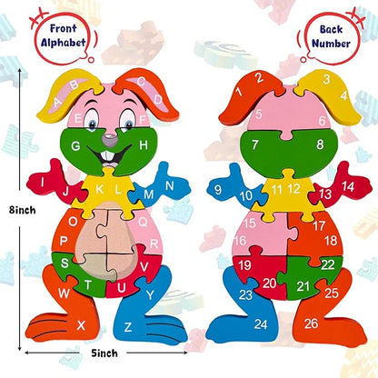 LovesTown Rooster Wooden Puzzles for Toddlers, Montessori ABC Learning Toys for Kids Ages 3-6, 26 Letters, Colorful Educational GIFS