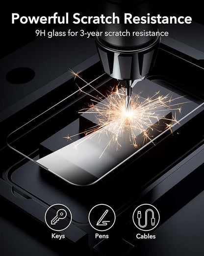 ESR 3 Pack for iPhone 16e/ iPhone 14/ iPhone 13/ iPhone 13 Pro Screen Protector, [9H Hardness] [Military Grade Shatterproof] Tempered Glass Film with Flawless Fit Tray