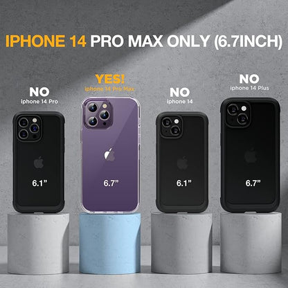 Miracase Glass Series Designed for iPhone 14 Pro Max Case 6.7 Inch, Upgrade Full-Body Bumper Case with Built-in 9H Tempered Glass Screen Protector with Camera Lens Protector, Clear