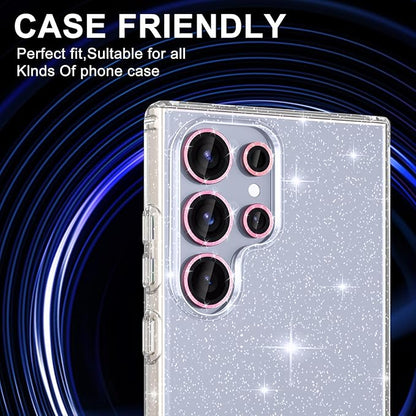 for Samsung Galaxy S25 Ultra Camera Lens Protector, Individual Metal Ring Tempered Glass Lens Cover, [Strong Adsorption] Scratch Resistant Ultra-Thin HD Clear Lens Cover, 1 Set-Pink Sparkly