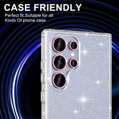 Avocase for Samsung Galaxy S25 Ultra Camera Lens Protector, Individual Metal Ring Tempered Glass Lens Cover, [Strong Adsorption] Scratch Resistant Ultra-Thin HD Clear Lens Cover, 1 Set-Pink Sparkly