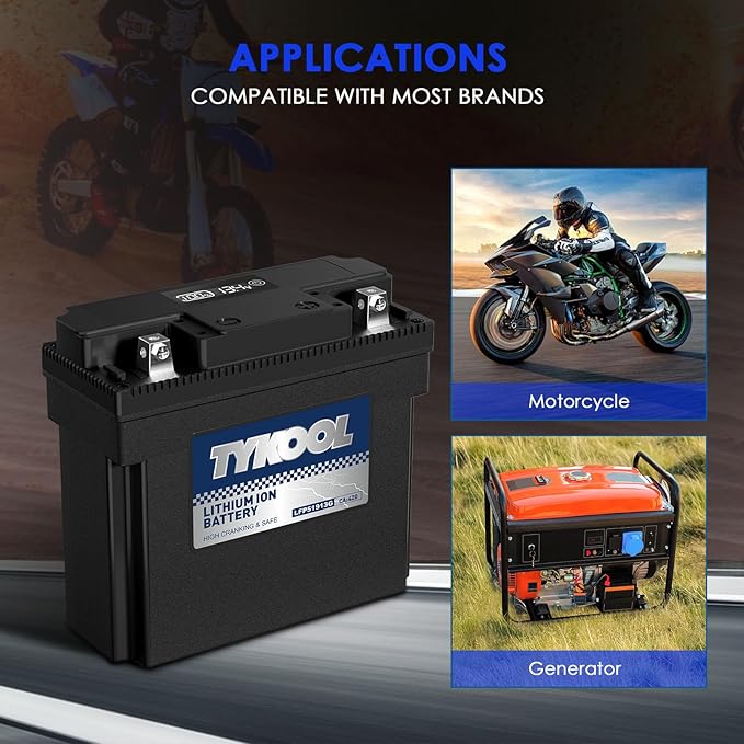 51913/51814 LiFePO4 Lithium Motorcycle Battery, 420CCA,Digital Readout, Fits for BMW motorcycle,R1200RT, K1200LT, R80GS; Champion Generator, Dual Fuel Generator, Lawn Mower Battery