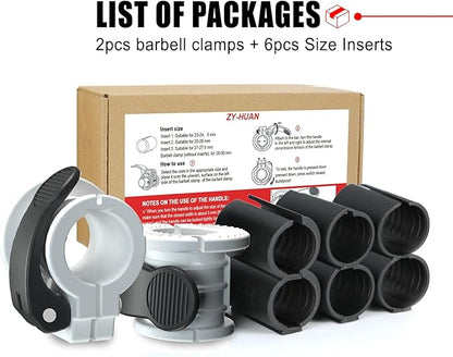 Barbell Clips 1 Inch Quick Release Weight Clamps 0.9-1.18inch Multi-Size Adjustable Olympic Clamps for Bars