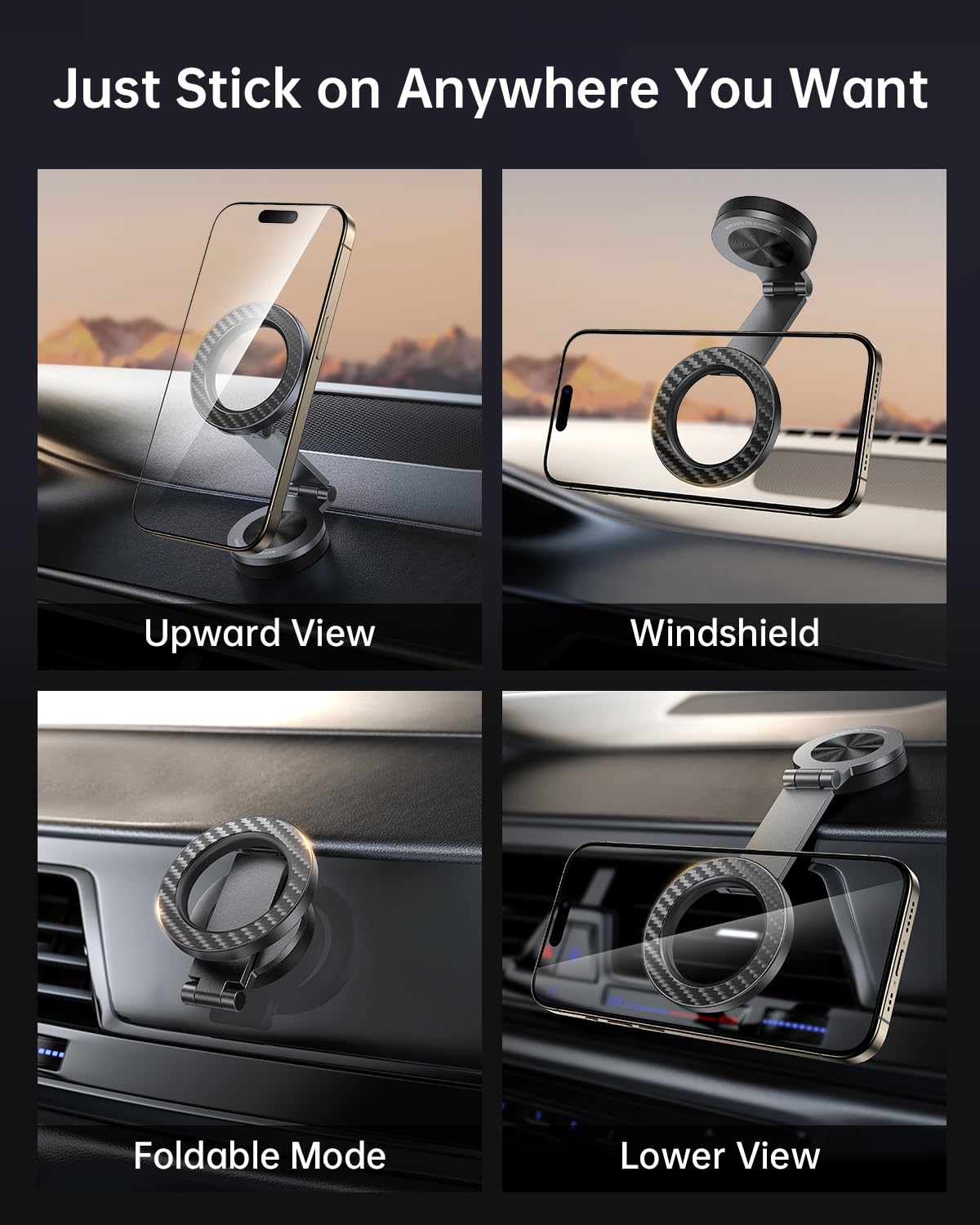 SYNCWIRE for MagSafe Car Mount 【360° Rotation】 Magnetic Phone Holder for Car, Adjustable Metal Arm, Car Magnet Phone Mount for Dashboard, Car Accessories Fit iPhone 17 16 15 14 13 Pro Max &All Phones