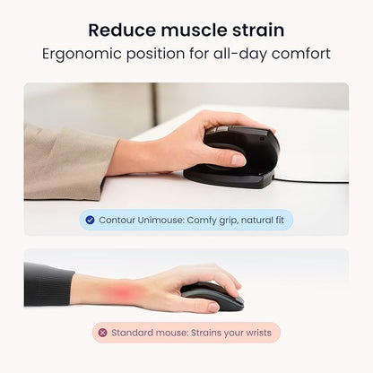 Contour Unimouse Ergonomic Vertical Mouse for Left Hand – Adjustable 35°-70° Angle, Customizable Thumb Rest, Wired, 6 Programmable Buttons, All Day Comfort and Pain Relief
