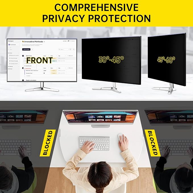 21.5 Inch Computer Privacy Screen for 16:9 Computer Monitor, Anti-Blue Light Monitor Privacy Screen Filter, Anti-UV Computer Screen Privacy Shield