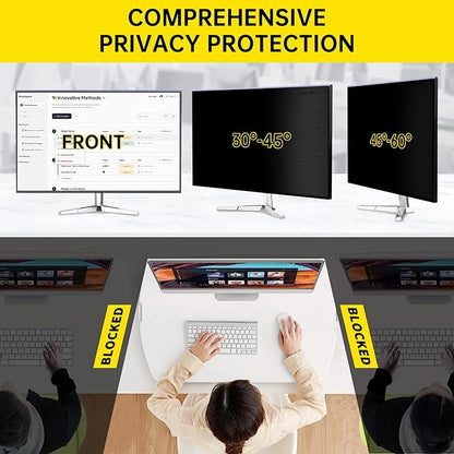 [2-Pack 24 Inch Computer Privacy Screen Filter for 16:9 Monitor, Anti-Blue Light, Anti-UV,Blue Light Blocking Removable Privacy Protector Shield Fits 23.6", 23.8", 24" Monitors