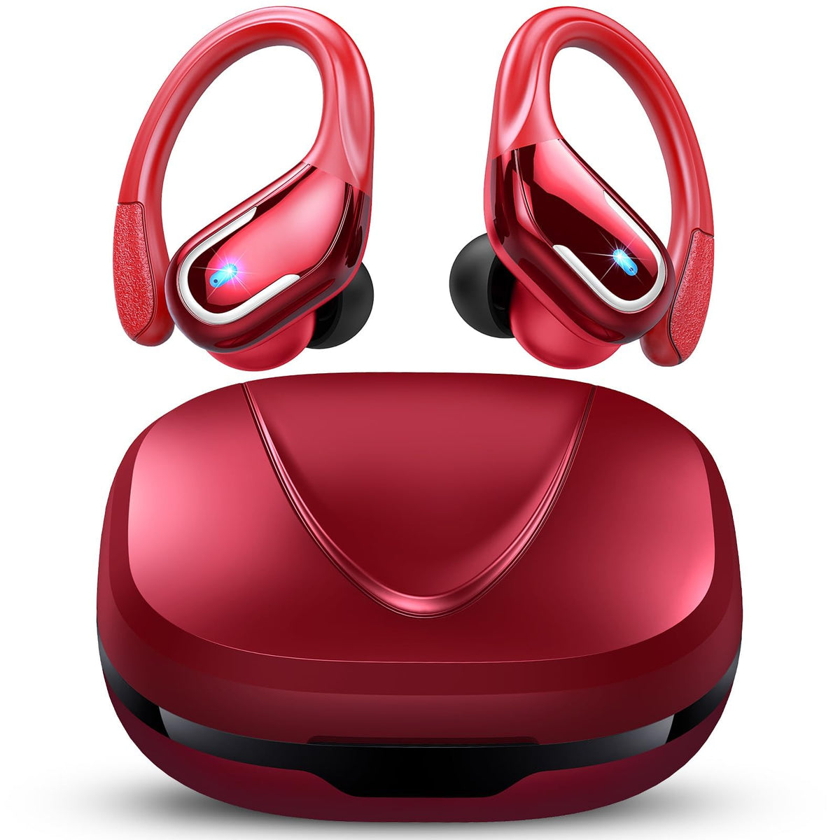 Ltinist Wireless Earbud, Bluetooth 5.3 Headphones Pure Bass Sound with Earhooks, 75H Battery Over Ear Headphones with Dual-LED Display, IP7 Waterproof Earphones Built-in Microphone for Running Sports