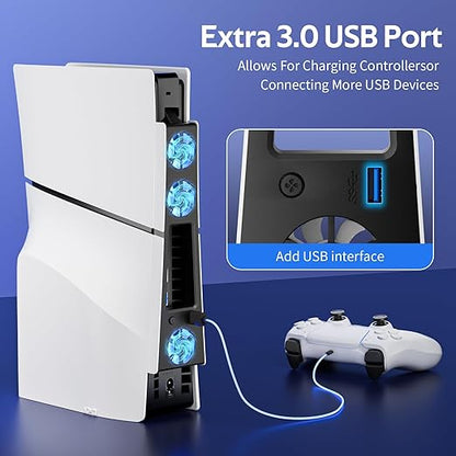Cooling Fan for PS5 Slim, Compatible with PlayStation 5 Slim Console, High Efficiency PS5 Slim Fan Cooler Station (Black-p5 Slim)