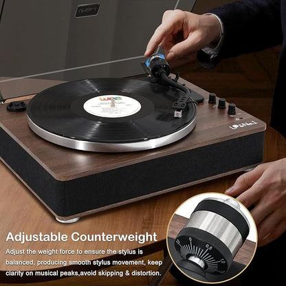 LP&No.1 Vinyl Record Player with Built-in Speakers, Vinyl Turntable with Magnetic Cartridge, Wireless,USB Recording and Playback,BT Out, Aux-in, Headphone Output,Auto Off, AT-3600L, 2-Speed Player