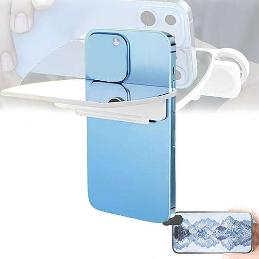 Mirror Effect Lens, Smartphone Camera Mirror Reflection Clip Kit Phone Camera Shooting Reflection Mirror Adjustable HD Glass Smartphone Photography Flip Mirror for All Phones (White)