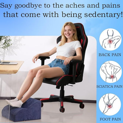 Foot Rest for Under Desk at Work.Multifunctional 3-Tier Foot Stool,with Washable Footrest.for Under Desk,Office Chair Gaming Chair & Sofa,Leg Elevation Pillow,Supports Posture-Blue