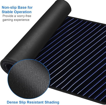 Gaming Mouse Pad, 31.5x15.7 inch Large Extended Computer Keyboard Mouse Mat, Water Resist Non-Slip Mousepad Rubber Base Long XXL Desk Mouse Pad for Work & Gaming, Office & Home, Blue line