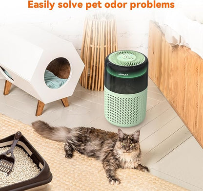 AIRROMI Air Purifier for Bedroom Home,HEPA Filter,Covers Upto 549 Ft²,Quiet 360°intake Air Cleaner with Fragrance ponge for Better Sleep,Night Light,Filters Smoke,Pet Dander,Allergies,Dust,A2005 Green