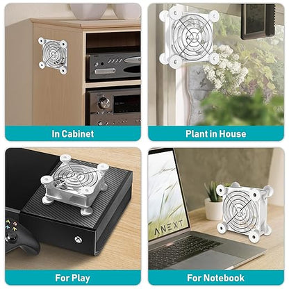 ANEXT, USB Fan, USB Computer Fan, Silent Fans for Receiver DVR PlayStation Xbox Computer, (80mm,White Dual Packs)