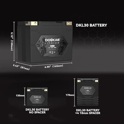 DKL30 800A LiFePO4 Motorcycle Lithium Battery, 12V 8Ah Powersports Battery, Compatible Jet Ski, Quad, Lawn Mower, Scooter, Generator Battery, Snowmobile