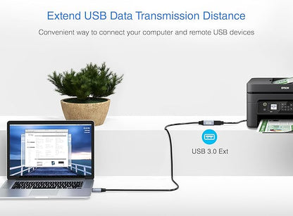 BlueRigger USB 3.0 Extension Cable (3FT, 5 Gbps, Type A Male to Female Adapter Cord) - Long USB Repeater Extender for VR Headset, Printer, Hard Drive, Flash Drive, Keyboard, Mouse, Xbox