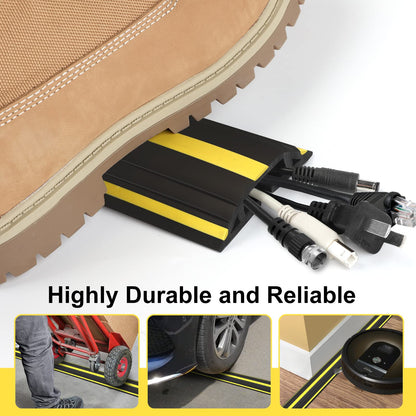 TFMUZERT 10 ft Floor Cable Cover Protector, Heavy Duty PVC Duct Easy to Unroll, Prevent Trip Hazard for Home Office or Outdoor Settings