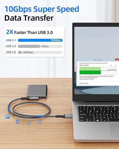 USB C 3.1 Gen 2 Cable, 0.5m USB A to C Nylon Braided 3A Fast Charge & Data Transfer 10Gbps Auto Type C Android Cable Compatible with Galaxy S21 S20 Note 20