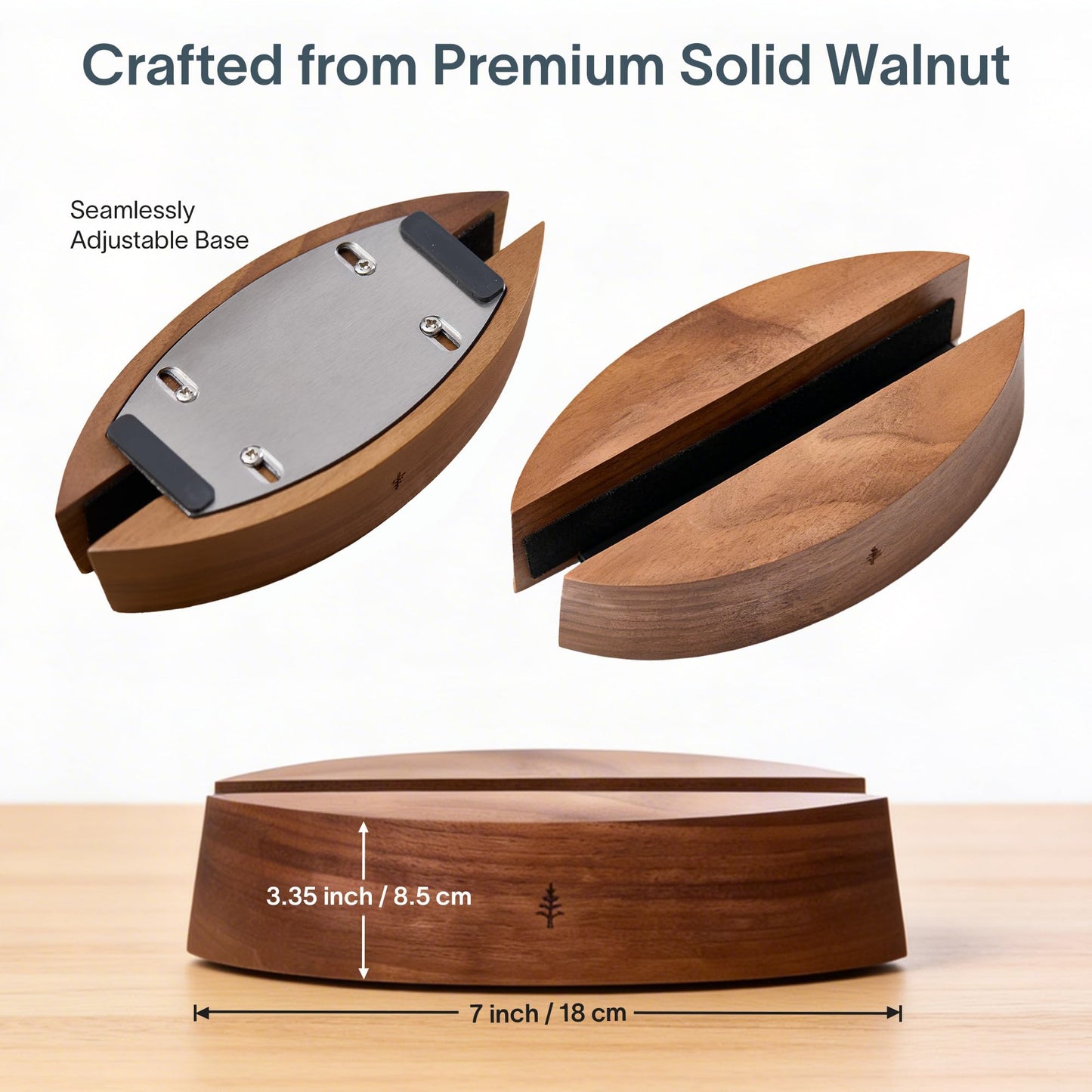Nordik Vertical Laptop Stand - Adjustable Solid Walnut Laptop Dock