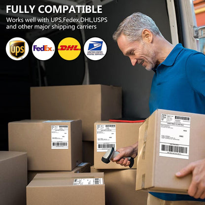 FungLam 100 Rolls 4x6 Direct Thermal Shipping Labels, 250 Labels Per Roll, 1" Core, Perforated, White Mailing Postage Shipping Label Compatible with Zebra 2844 ZP-450 ZP-500 ZP-505