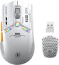 TENMOS M530 Wireless Gaming Mouse, 2.4G/Bluetooth/USB C Wired Rechargeable Mouse, 12000 DPI, RGB, 6 Programmable Buttons, Honeycomb Magnetic Cover, with Receiver Extender for Laptop/PC/Mac, White