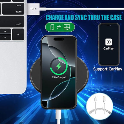 Battery Case iPhone 16 Pro, Upgraded 10000mAh Rechargeable Portable Extended Battery Pack Supported Qi Wireless Charging Case Compatible with iPhone 16 Pro (6.3 inch) Charger Power Bank (Black)