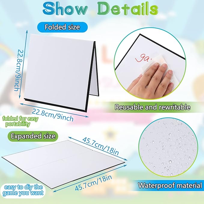Zhanmai 10 Pcs Blank Game Board 18 x 18 Inches Quad Fold Dry Erase Make Your Own Game Board Folding Cardboard for School Classroom DIY Games Entertainment Activities