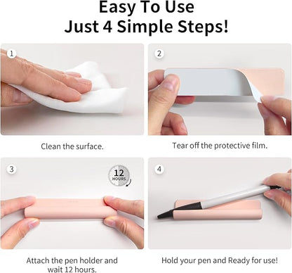 ELETIUO Pencil Holder For Most Pens,Pencils,Self-Adhesive Stick To Notebooks,Diary,Desks,Whiteboards Or Any Surface,Silicone Pen Holder For Home,Office And Desk Organization,Pink