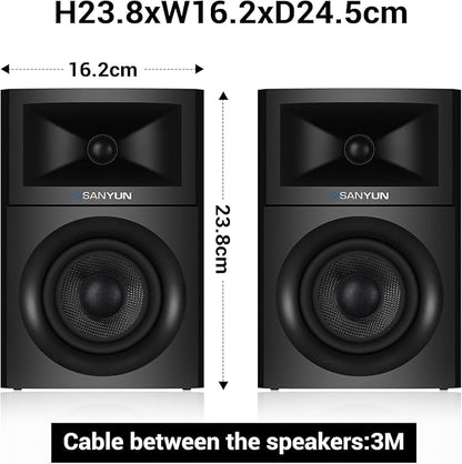 SW205 4" Bookshelf Speakers | Immersive HiFi Audio with Virtual Surround | Flagship DAC/DSP Engine | Geometric Diffusion Cabinet | 80W, Bluetooth 5.4/Optical/AUX Inputs, Wireless Remote, Red