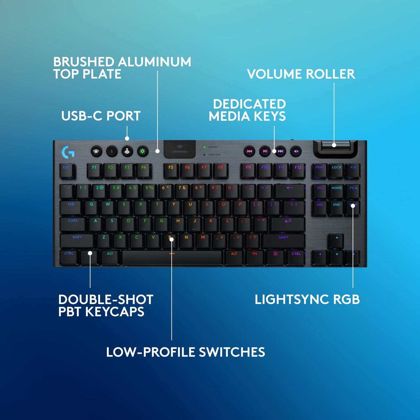 Logitech G915 X Lightspeed TKL Wireless Gaming Keyboard (Clicky) - Black