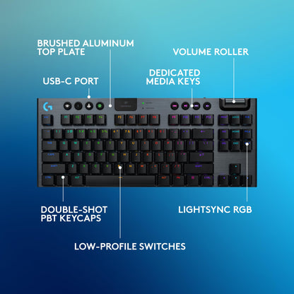 Logitech G915 X Lightspeed TKL Wireless Gaming Keyboard (Clicky) - Black