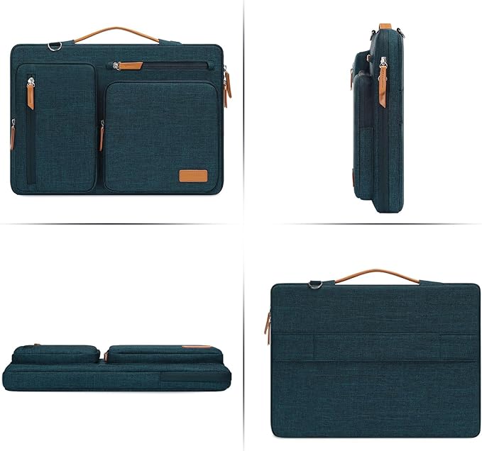 MOSISO 360 Protective Laptop Shoulder Bag,15 inch Computer Bag Compatible with MacBook Air M4 M3 M2/Pro A1990 A1707, Dell XPS Plus,Side Open Messenger Bag with 4 Zipper Pockets&Handle, Teal Green