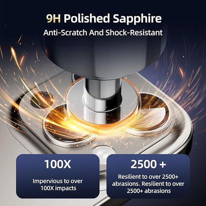 Compatible with iPhone 15 Pro Camera Lens Protector, [Case-Friendly][Strong Adsorption][AR Anti-Reflection] Tempered Glass Full Coverage Camera Screen Protector- Titanium