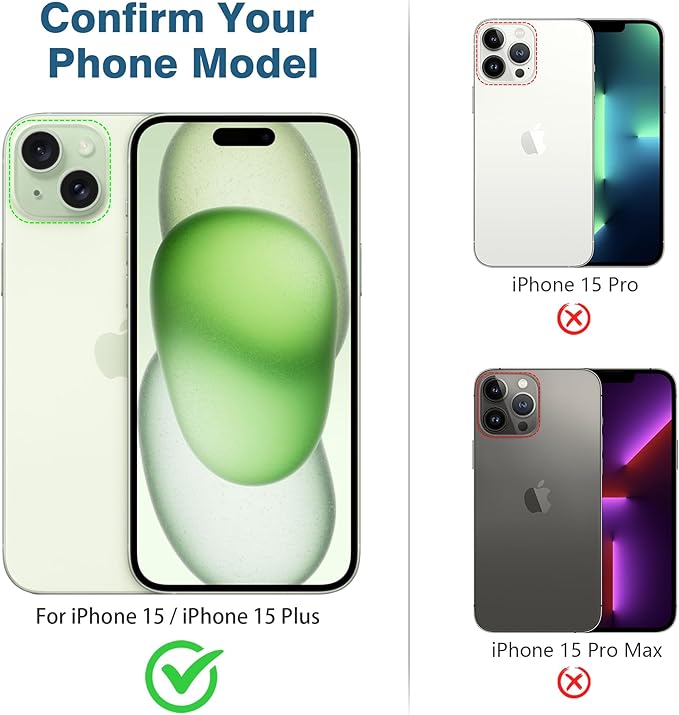AGVEE 3+3 6 Pack for iPhone 15 6.1" / 15 Plus 6.7" Camera Lens Cover Protector, Metal Ring 9H Tempered HD Glass Camera Cover Protector Film, Green