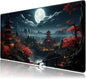 Japanese Full Moon Large Mouse Pad,Gaming Keyboard Desk Pad,Extended Mouse Mat Non-Slip Rubber Base with Stitched Edges for Office Game Home XXL 35.4"x15.7"