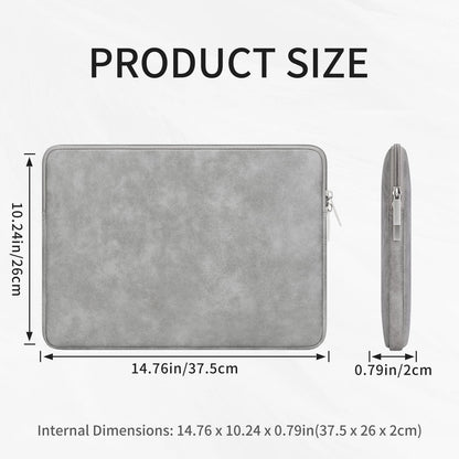 RAINYEAR 16 Inch Laptop Sleeve PU Suede Leather Case Padded Cover, Gray