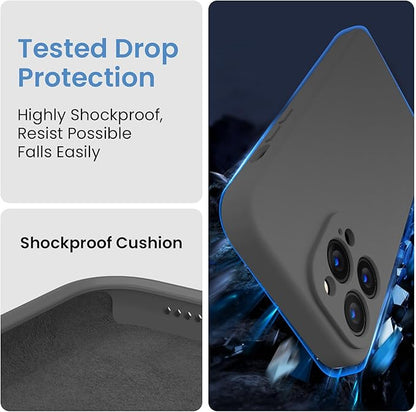 FireNova Designed for iPhone 13 Pro Case, Silicone Upgraded [Camera Protection] Phone Case with [2 Screen Protectors], Soft Anti-Scratch Microfiber Lining Inside, 6.1 inch, Space Gray