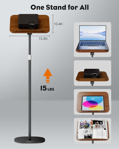 aboutool 2 in 1 Dual-use Floor Book Stand & Desktop Book Stand,Height Adjustable from 33-63in, Adjustable Book Holder with Elastic Page Clips for Music Scores, Recipe, Tablet, Laptop