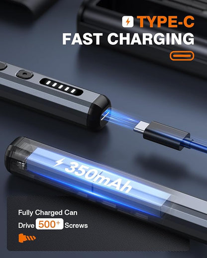 JOREST Mini Electric Screwdriver, Precision Set with 38-in-1 Magnetic Bits, 5 Torque Settings, LED Light, Repair Tool Kit for iPhones, Laptop, Drone, Game Console, Camera, Glasses, Watches, Toys