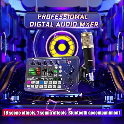SINWE Podcast Microphone Bundle, BM-800 Condenser Mic with Live Sound Card Kit, Podcast Equipment Bundle with Voice Changer and Mixer Functions for PC Smartphone Studio Recording & Broadcasting