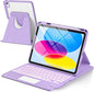 TaIYanG Touchpad for iPad A16 11th/10th Generation Case with Keyboard, 7 Color Backlit 360 Rotation Cover with Pencil Holder,Detachable Keyboard for iPad 11 inch 2025/10th Gen 10.9'' 2022 (Purple)