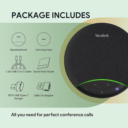 Yealink Sp92 Conference Speaker and Microphone with Bluetooth Dongle, Teams Certified, Noise Reduction, 20H Call Time USB Speakerphone for 4-6 People Meeting Room