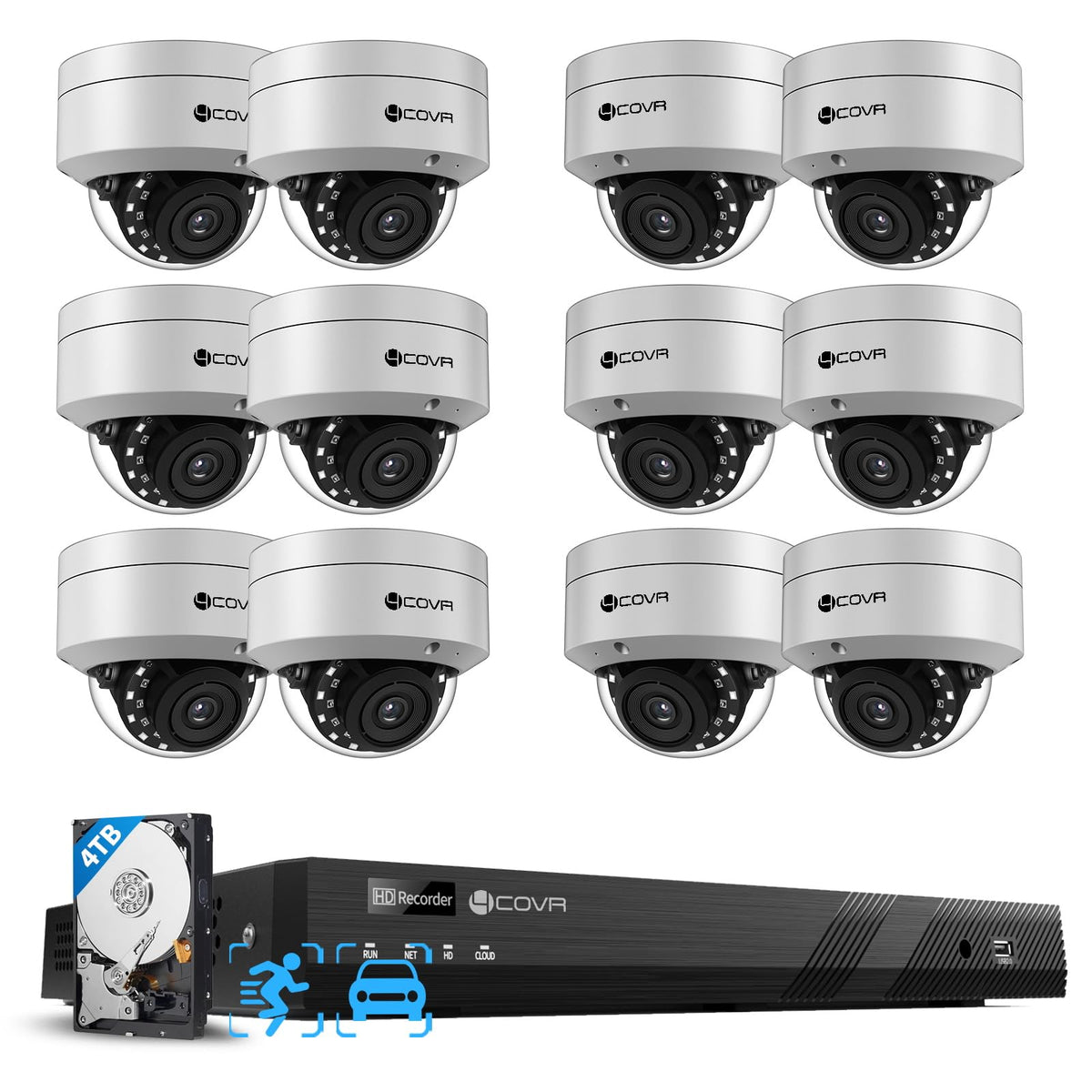 4COVR 16 Channel Security Camera System 5MP PoE with 4TB HDD, LY54AX5M1612