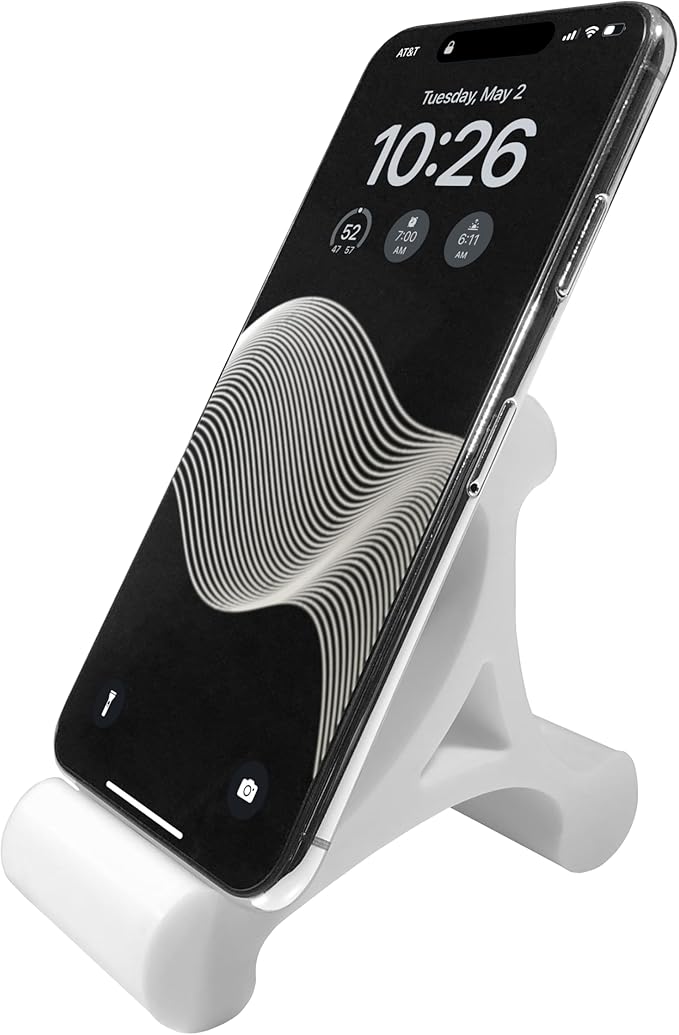 Skalene Phone Stand - 100% Silicone Rubber, Adjustable Phone Holder, Prop, Rest - Desk, Office, Home, Kitchen Accessory (Arctic White)