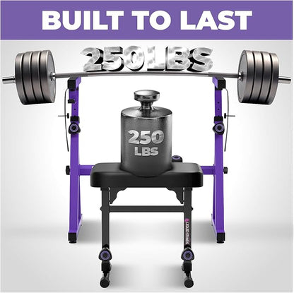 Liquid Stands Portable Heavy Duty Digital Piano Stand & Bench Set - Adjustable Keyboard Music Stand & Seat for 54-88 Key Electric Pianos (Purple)