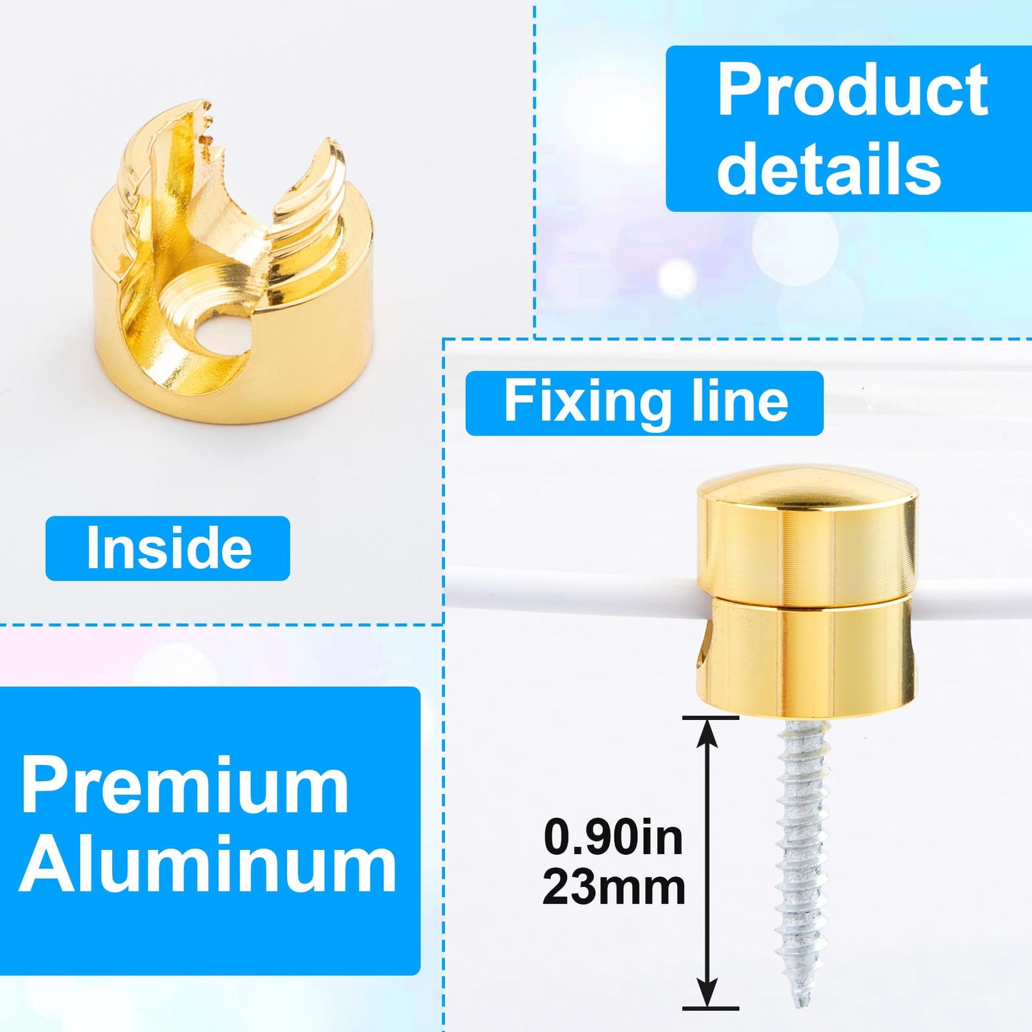 SmallCat 3 Sets Charger Holders for Cords, Gold Metal Cord Holder for Desk