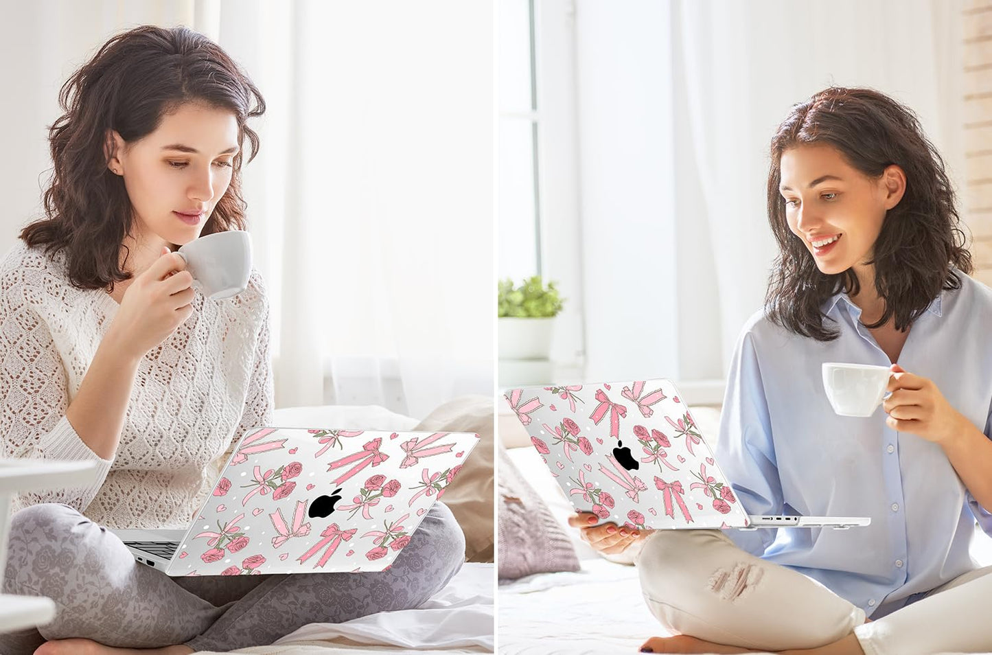 Tuiklol for MacBook Pro 14 Inch Case 2026 2025 2024 2023 2022 2021 Release M5/M4/M3/M2/M1 A2442 Pro/Max,Hard Shell Case with Screen Protector for Touch ID, Bow & Rose-White