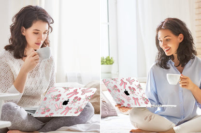 Tuiklol for MacBook Pro 14 Inch Case 2026 2025 2024 2023 2022 2021 Release M5/M4/M3/M2/M1 A2442 Pro/Max,Hard Shell Case with Screen Protector for Touch ID, Bow & Rose-White