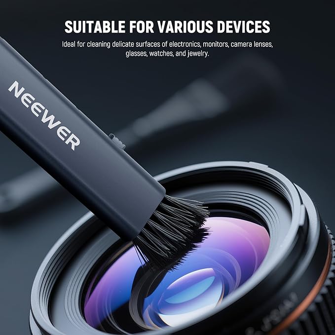 NEEWER 2 in 1 Camera Lens Cleaning Kit, 1x Lens Brush Pen + 1x Cleaning Cloth, for DSLR Camera, Electronics, Smartphones, Tablets, HM-45